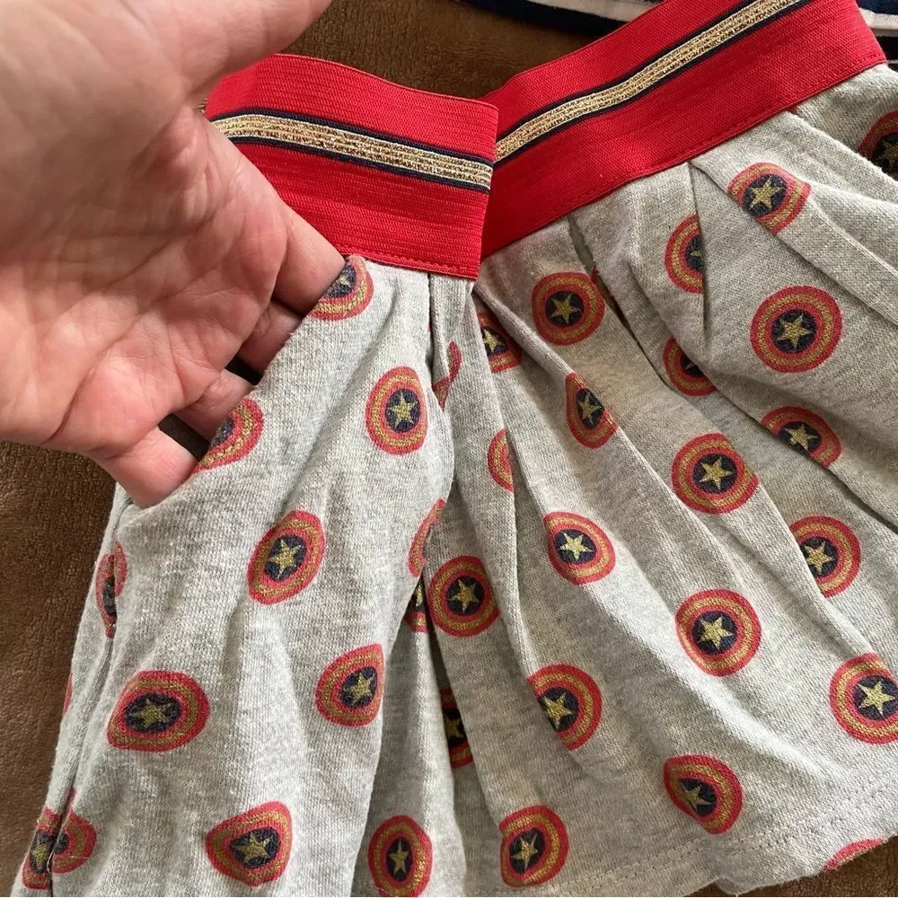 Marvel Kids Wonder Woman Girls Red and Blue Striped Outfit Size 6/6x